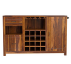 Mancos Rustic Solid Wood Modern Bar Cabinet with Slide-out Drawer
