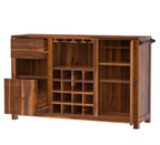 Mancos Rustic Solid Wood Modern Bar Cabinet with Slide-out Drawer