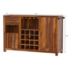 Mancos Rustic Solid Wood Modern Bar Cabinet with Slide-out Drawer