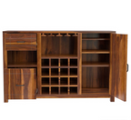 Mancos Rustic Solid Wood Modern Bar Cabinet with Slide-out Drawer