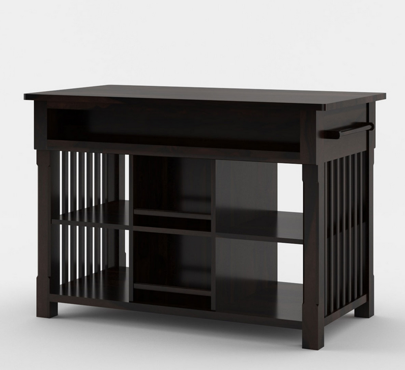 Winterset Solid Wood Small Kitchen Island with Wine Rack