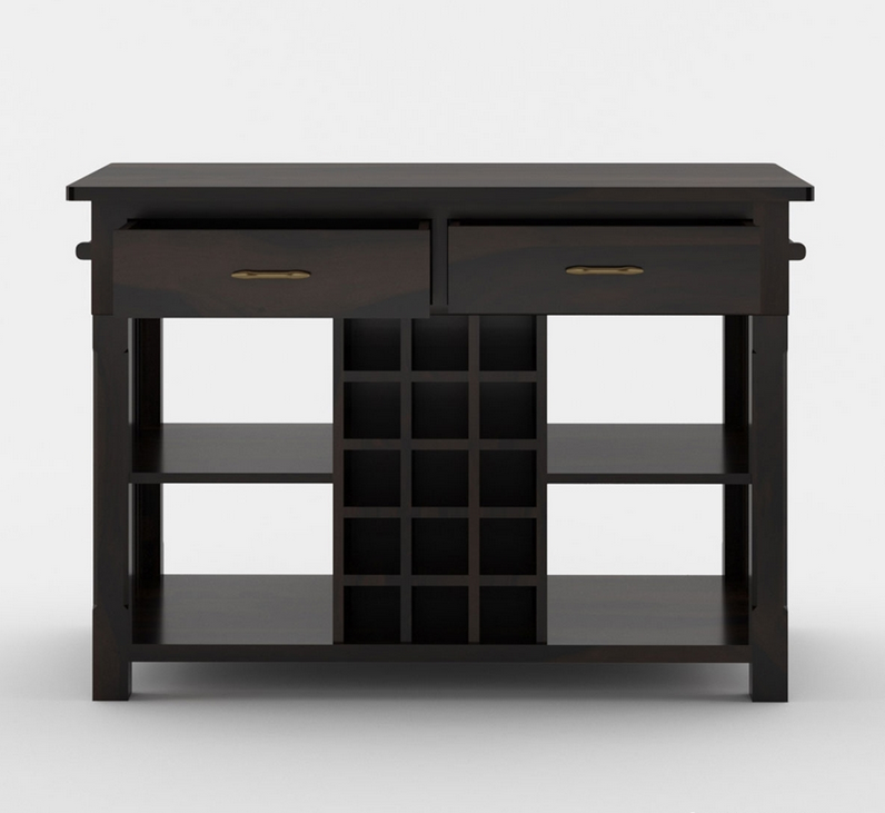 Winterset Solid Wood Small Kitchen Island with Wine Rack