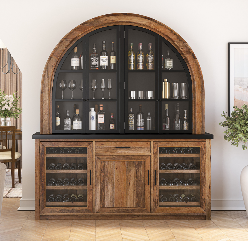 Winterset Solid Wood Small Kitchen Island with Wine Rack