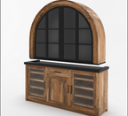 Marfa Two Tone Arched Bar Cabinet with Glass Doors