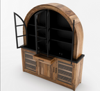 Marfa Two Tone Arched Bar Cabinet with Glass Doors