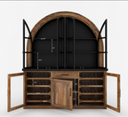 Marfa Two Tone Arched Bar Cabinet with Glass Doors