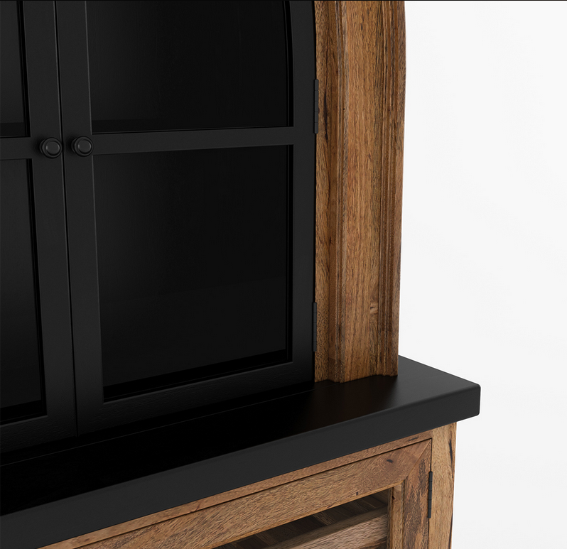 Marfa Two Tone Arched Bar Cabinet with Glass Doors