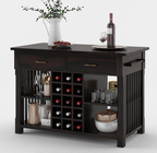 Winterset Solid Wood Small Kitchen Island with Wine Rack