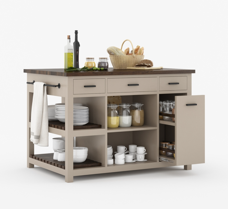 Gatlinburg Solid Wood Modern Small Kitchen Island with Storage