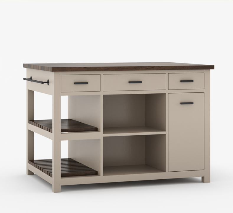 Gatlinburg Solid Wood Modern Small Kitchen Island with Storage