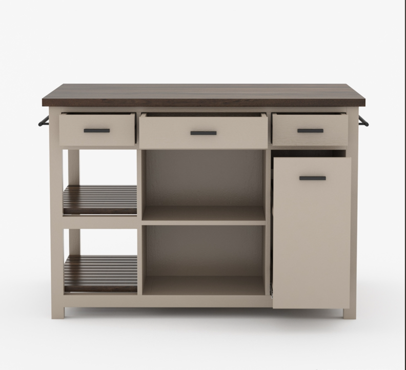Gatlinburg Solid Wood Modern Small Kitchen Island with Storage