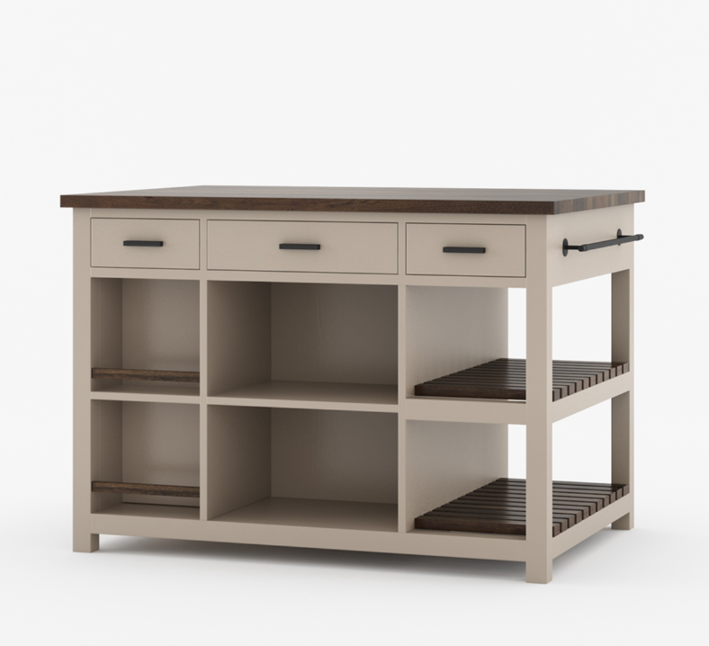 Gatlinburg Solid Wood Modern Small Kitchen Island with Storage