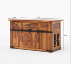 Poultney Rustic Solid Wood Kitchen Island with Slider Door Storage