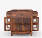 Lincoln Solid Wood Small Kitchen Island Table with open shelves