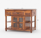 Lincoln Solid Wood Small Kitchen Island Table with open shelves