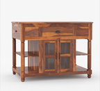 Lincoln Solid Wood Small Kitchen Island Table with open shelves