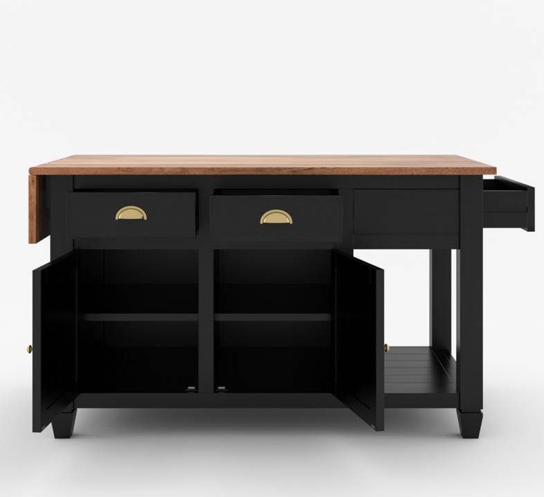 Geneva Solid Wood Kitchen Island Table With Drop leaf