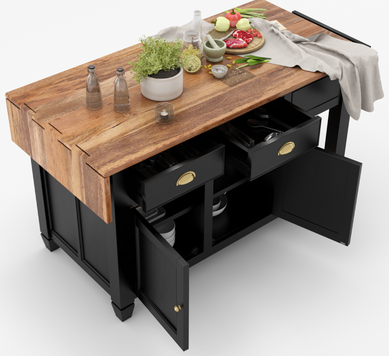 Geneva Solid Wood Kitchen Island Table With Drop leaf
