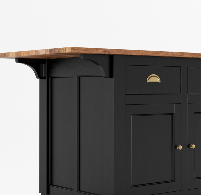 Geneva Solid Wood Kitchen Island Table With Drop leaf
