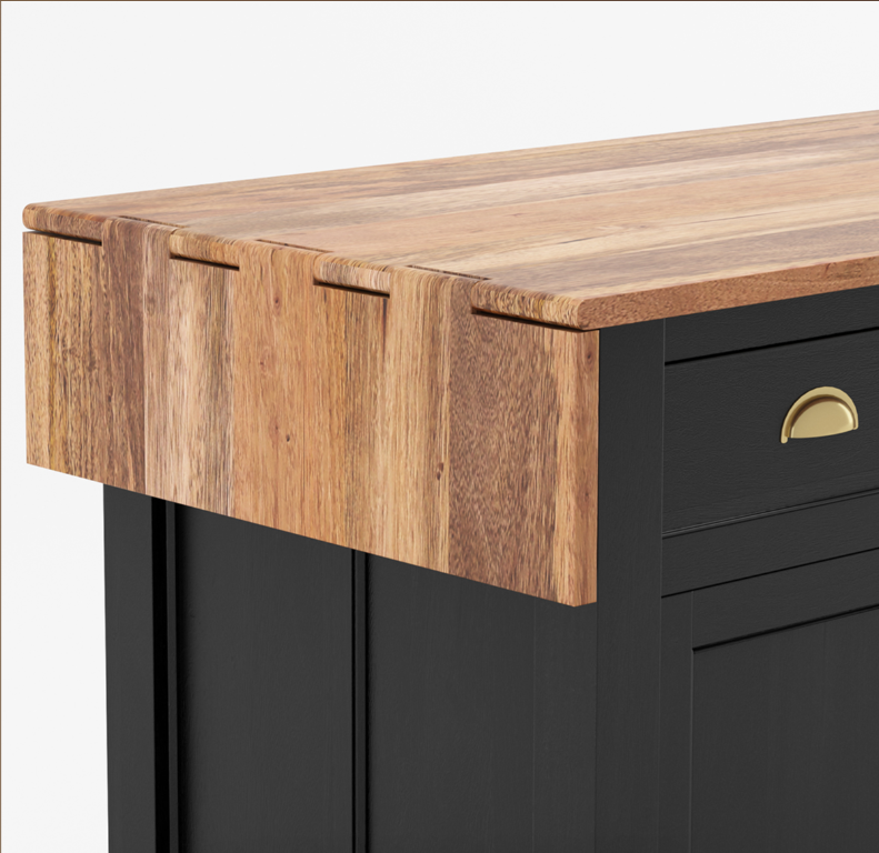 Geneva Solid Wood Kitchen Island Table With Drop leaf