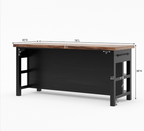 Frigiliana Rustic Modern Black Kitchen Island with Open Shelves