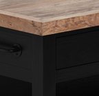 Frigiliana Rustic Modern Black Kitchen Island with Open Shelves