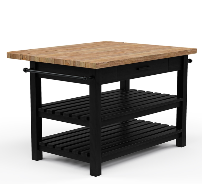 Catania Solid Wood Farmhouse Small Kitchen Island with Drop Leaf