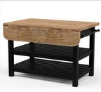 Catania Solid Wood Farmhouse Small Kitchen Island with Drop Leaf
