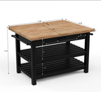 Catania Solid Wood Farmhouse Small Kitchen Island with Drop Leaf