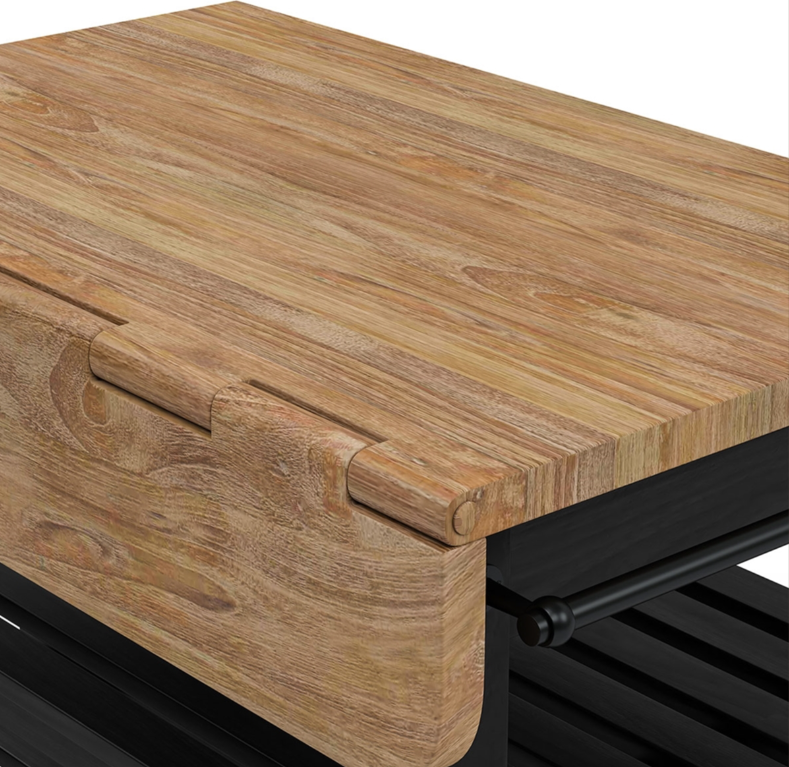 Catania Solid Wood Farmhouse Small Kitchen Island with Drop Leaf