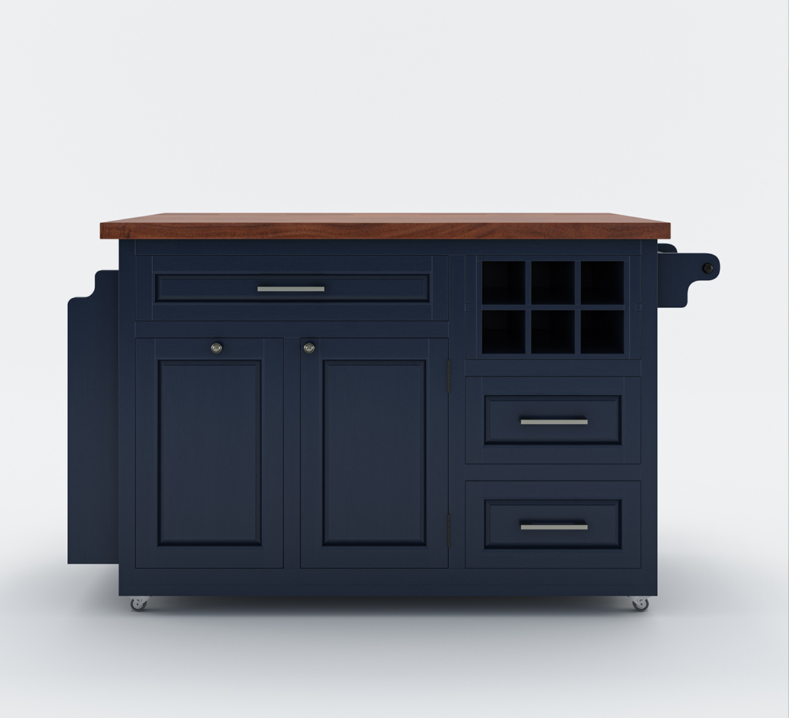 Erie Modern Butcher Block Drop Leaf Kitchen Island Carts with Trash bin