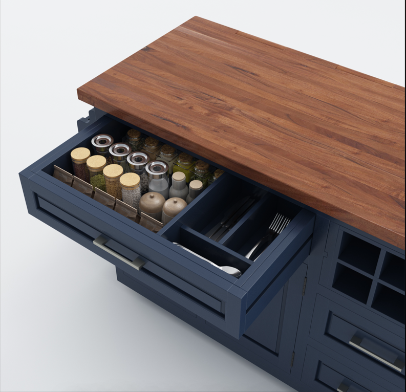 Erie Modern Butcher Block Drop Leaf Kitchen Island Carts with Trash bin