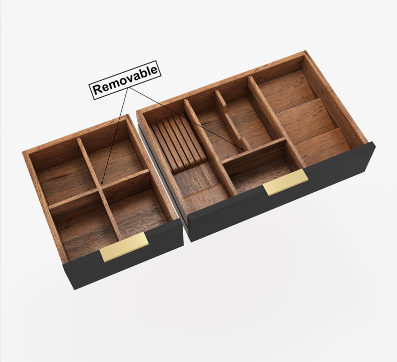 Bryan Fluted Farmhouse Black Kitchen Island with Mini Fridge Space