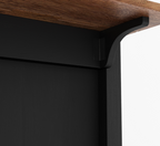 Bryan Fluted Farmhouse Black Kitchen Island with Mini Fridge Space