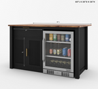 Bryan Fluted Farmhouse Black Kitchen Island with Mini Fridge Space