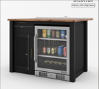 Bryan Fluted Farmhouse Black Kitchen Island with Mini Fridge Space