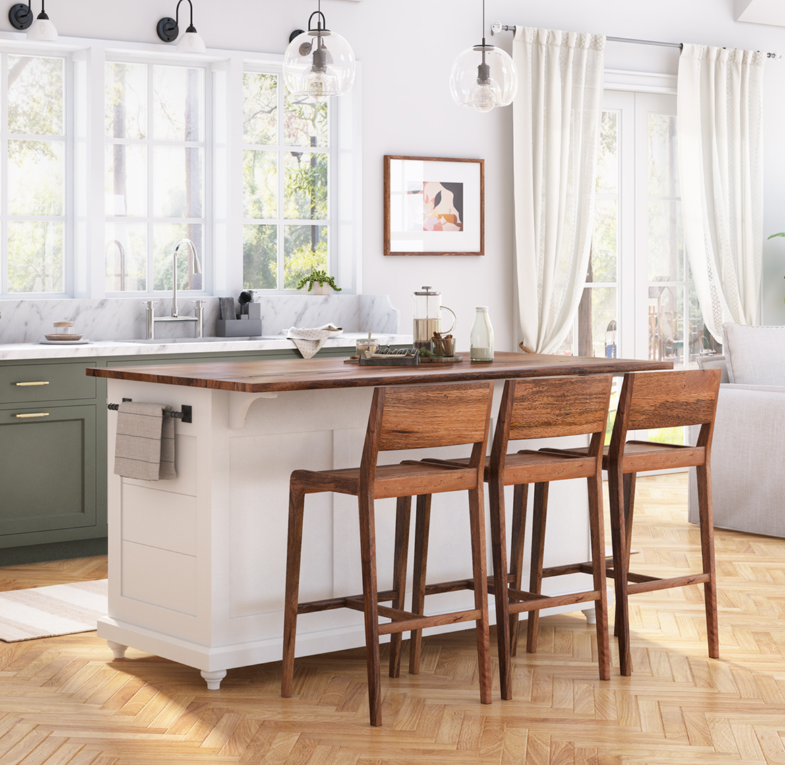 Casselton Solid Wood Two Tone White Kitchen Island with Storage