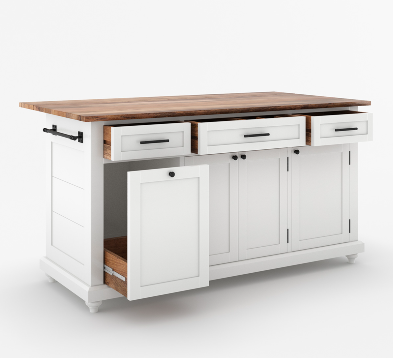 Casselton Solid Wood Two Tone White Kitchen Island with Storage