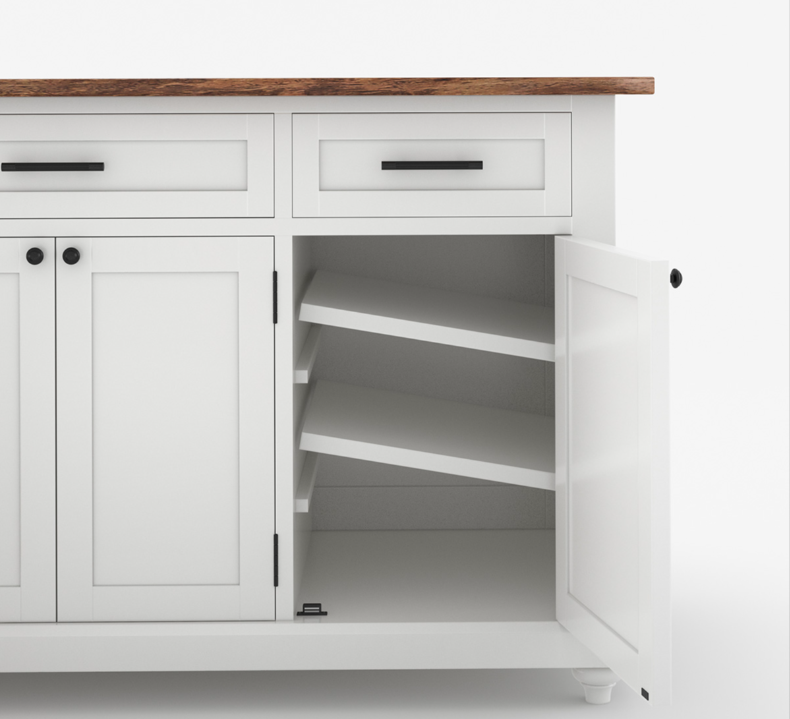 Casselton Solid Wood Two Tone White Kitchen Island with Storage