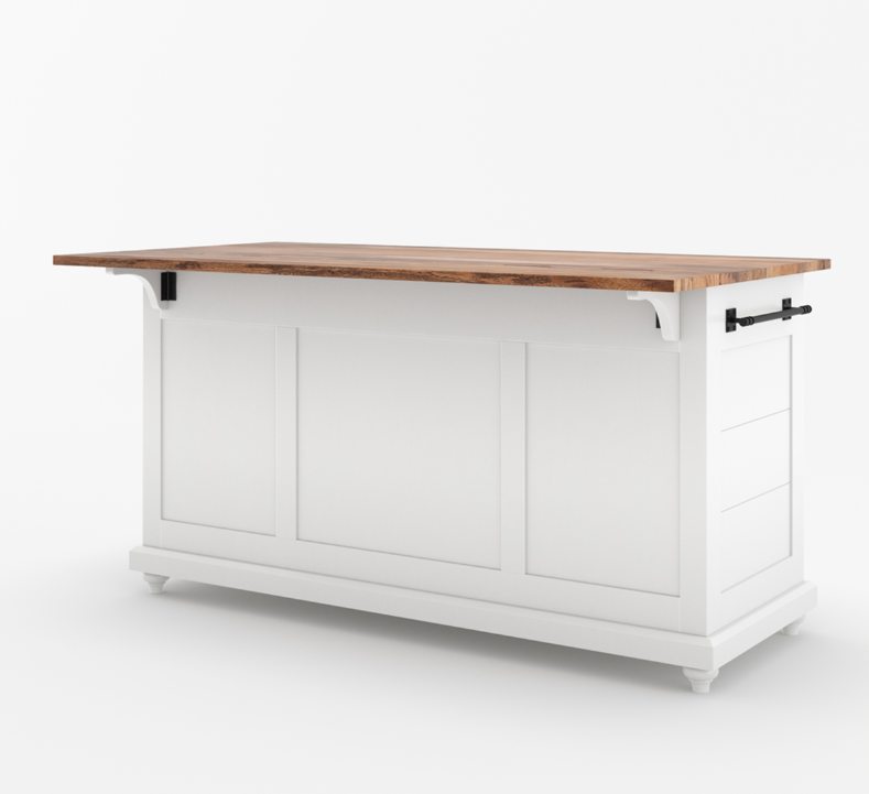 Casselton Solid Wood Two Tone White Kitchen Island with Storage