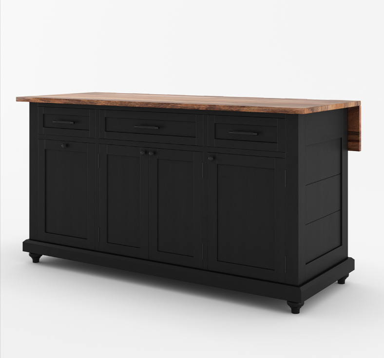 Casselton Solid Wood Two Tone White Kitchen Island with Storage