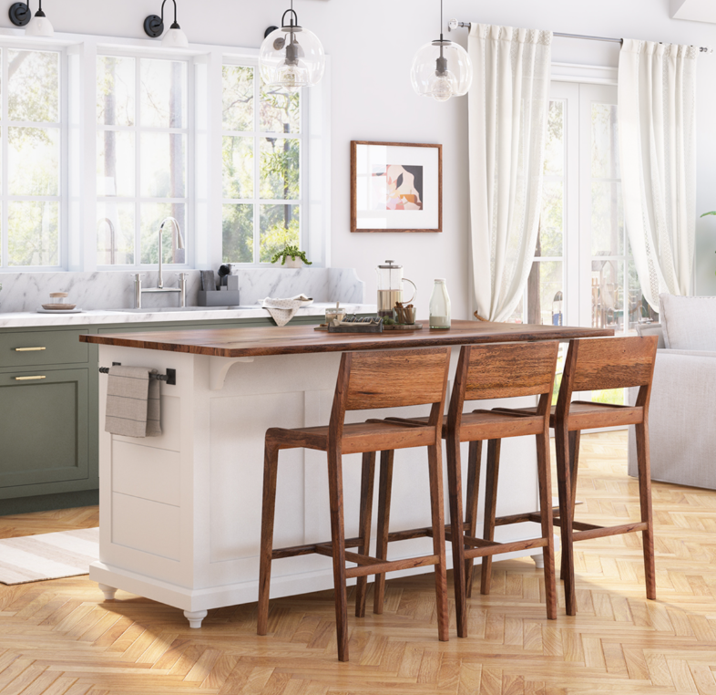 Casselton Solid Wood Two Tone White Kitchen Island with Storage