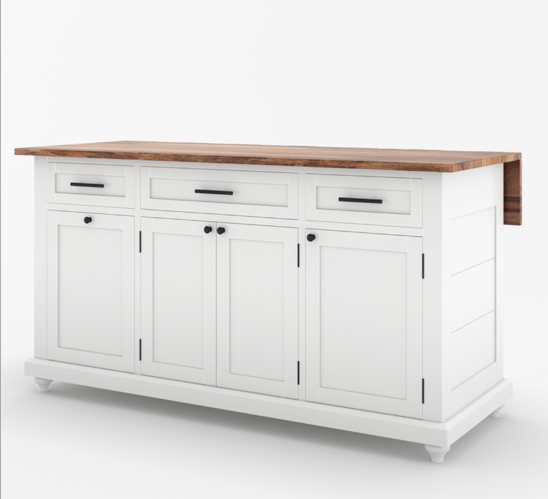 Casselton Solid Wood Two Tone White Kitchen Island with Storage