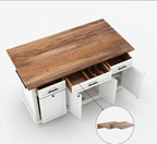 Casselton Solid Wood Two Tone White Kitchen Island with Storage