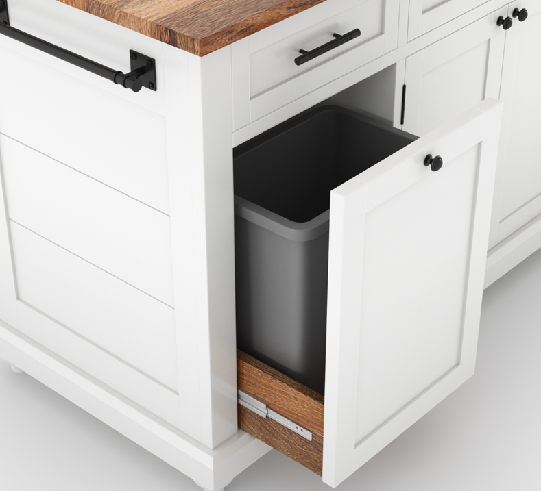 Casselton Solid Wood Two Tone White Kitchen Island with Storage