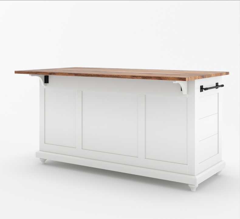 Casselton Solid Wood Two Tone White Kitchen Island with Storage