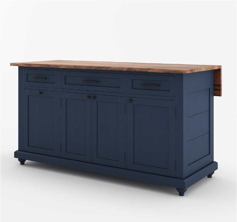 Casselton Solid Wood Two Tone White Kitchen Island with Storage