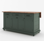 Casselton Solid Wood Two Tone White Kitchen Island with Storage