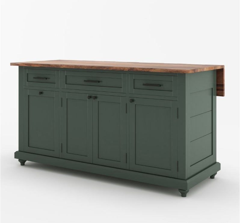 Casselton Solid Wood Two Tone White Kitchen Island with Storage