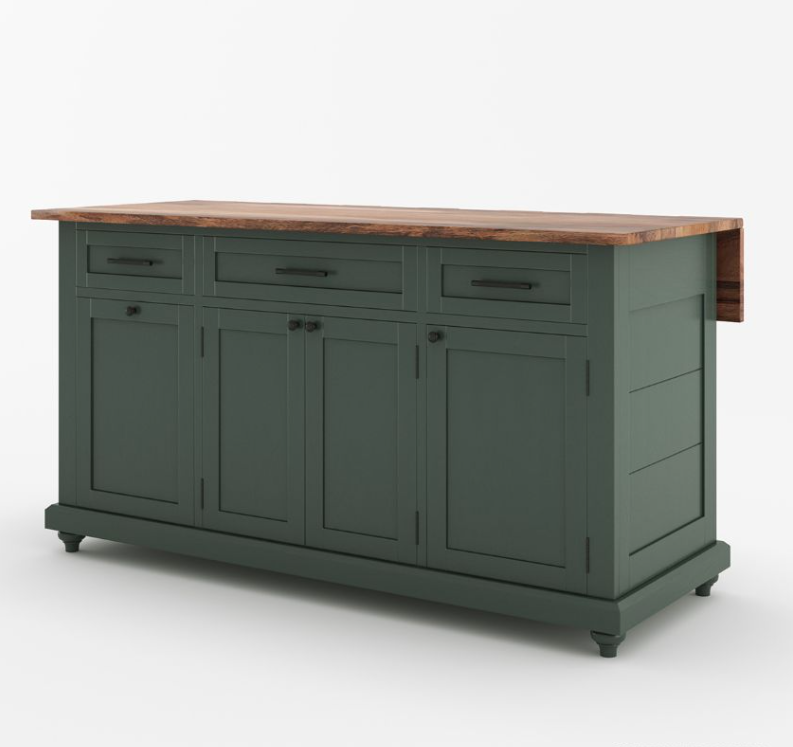 Casselton Solid Wood Two Tone White Kitchen Island with Storage